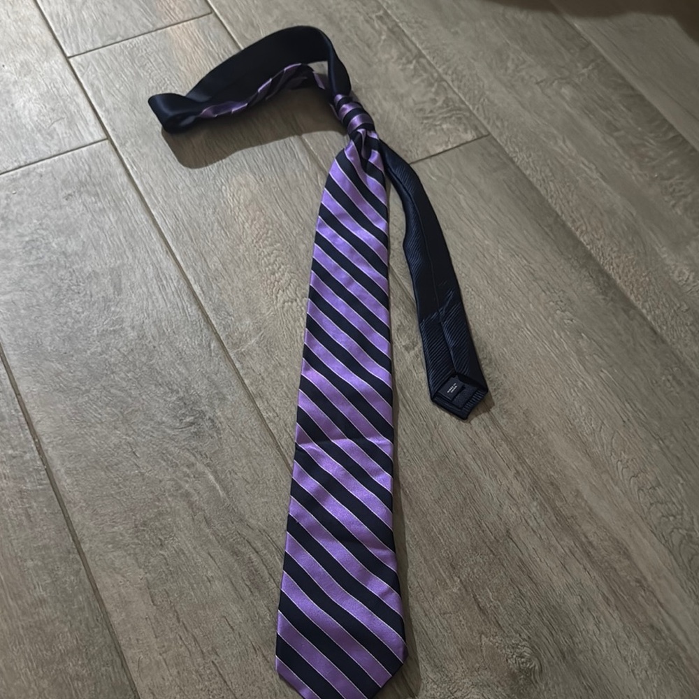 Purple and Black Striped Men's Tie
